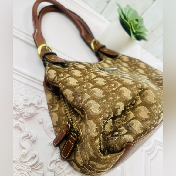 Y2K Rosetti Faux Leather Canvas Beige Tan And Brown Bag Multi Compartments small - Picture 6 of 13